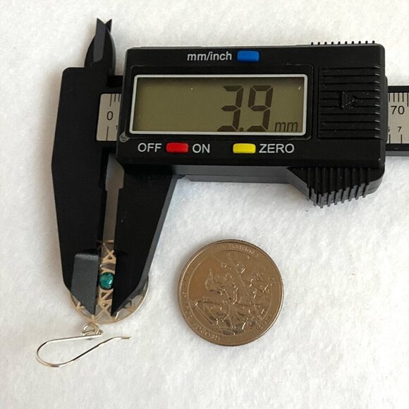 Sterling Silver Openwork Round Mandala Trinity Star Chrysocolla Dangle Earrings - Picture 14 of 16